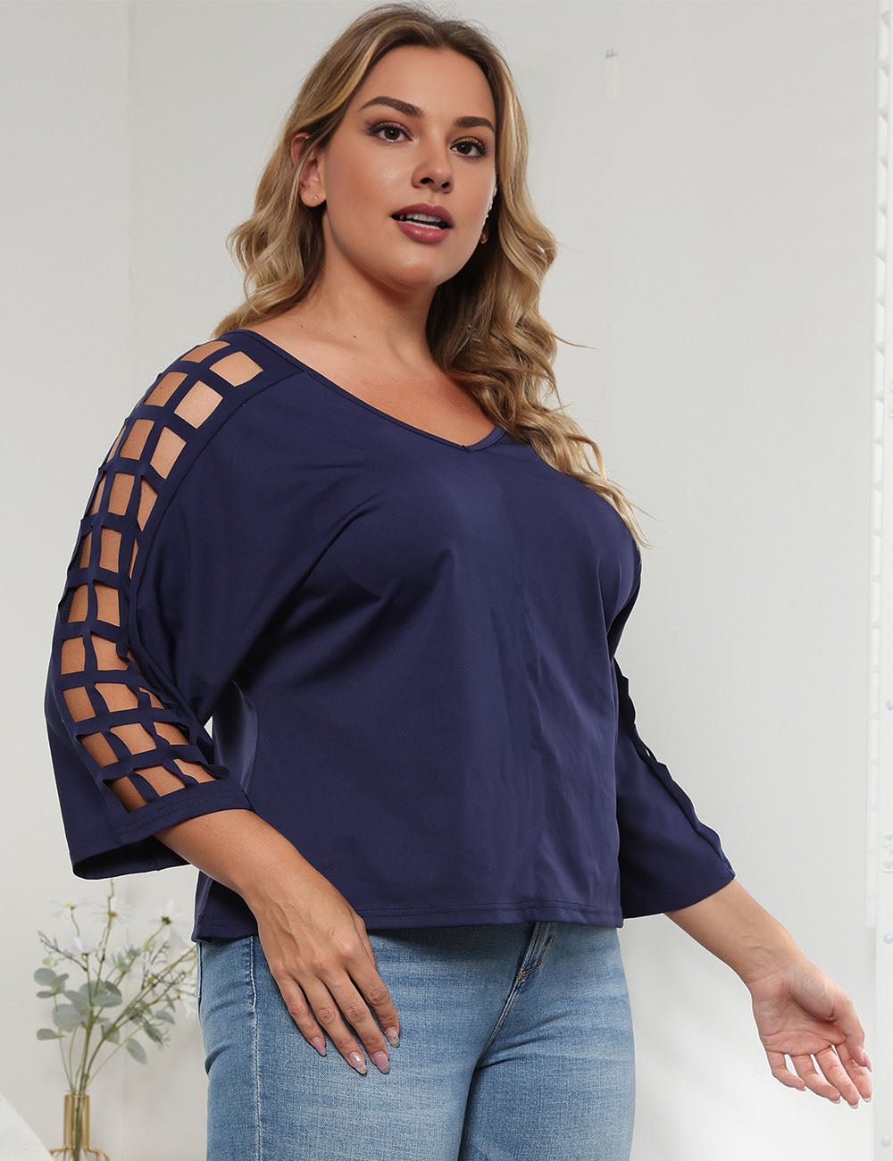 Women Plus Size Hollow Out Mesh Tops Loose | PRUSES - PRUSES
