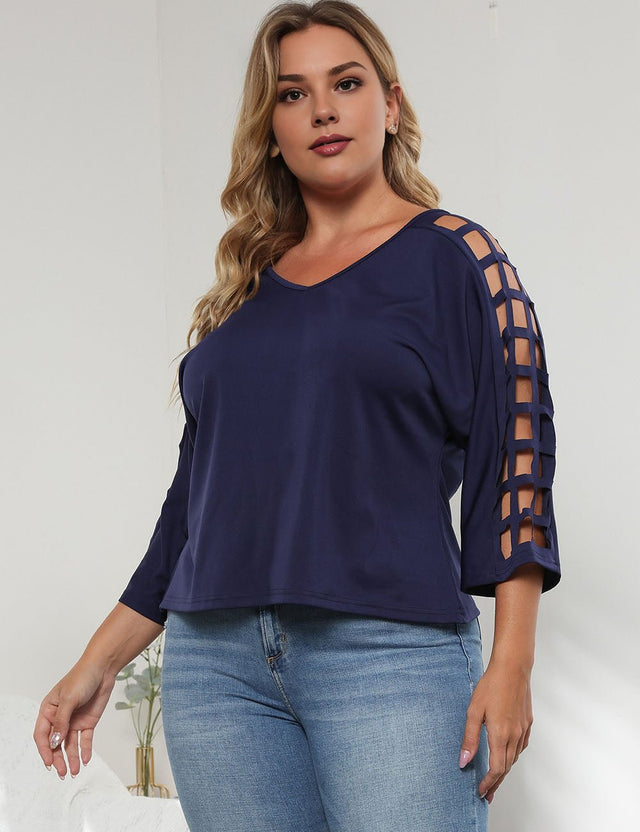 Women Plus Size Hollow Out Mesh Tops Loose | PRUSES - PRUSES