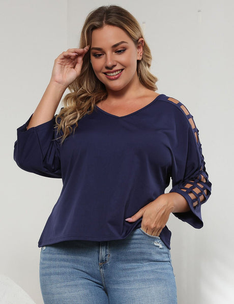Women Plus Size Hollow Out Mesh Tops Loose | PRUSES - PRUSES
