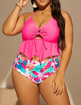 Women Plus Size Hollow Ruffled Tankini | PRUSES - PRUSES