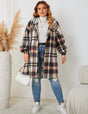 Women Plus Size Hooded Plaid Shacket Coat - PRUSES