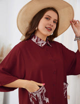 Women Plus Size Irregular Mid - Length Sleeve Shirt | PRUSES - PRUSES