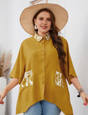 Women Plus Size Irregular Mid - Length Sleeve Shirt | PRUSES - PRUSES
