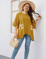 Women Plus Size Irregular Mid - Length Sleeve Shirt | PRUSES - PRUSES