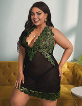 Women Plus Size Lace Babydoll Nightwear - PRUSES