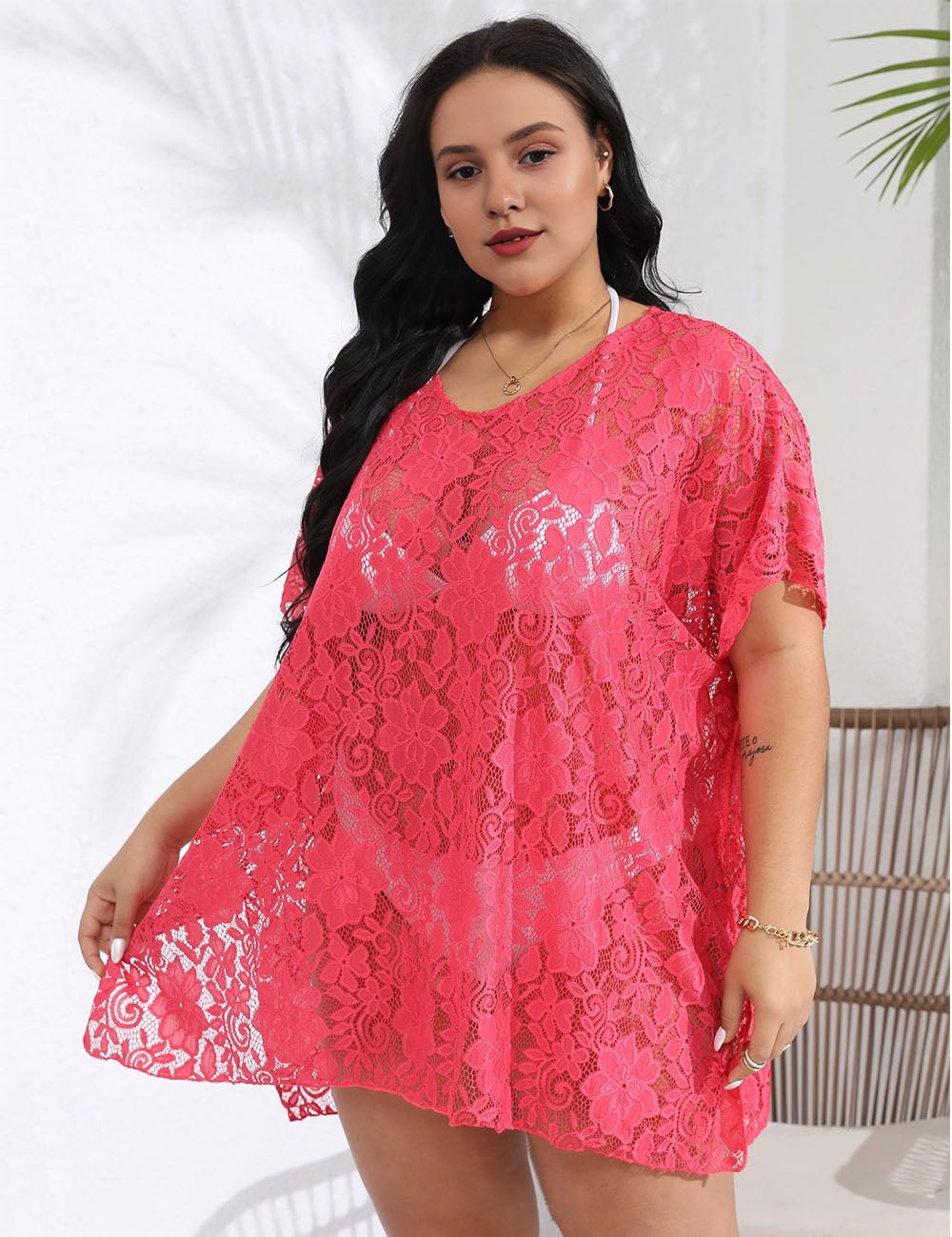 Women Plus Size Lace Bikini Cover Up - PRUSES