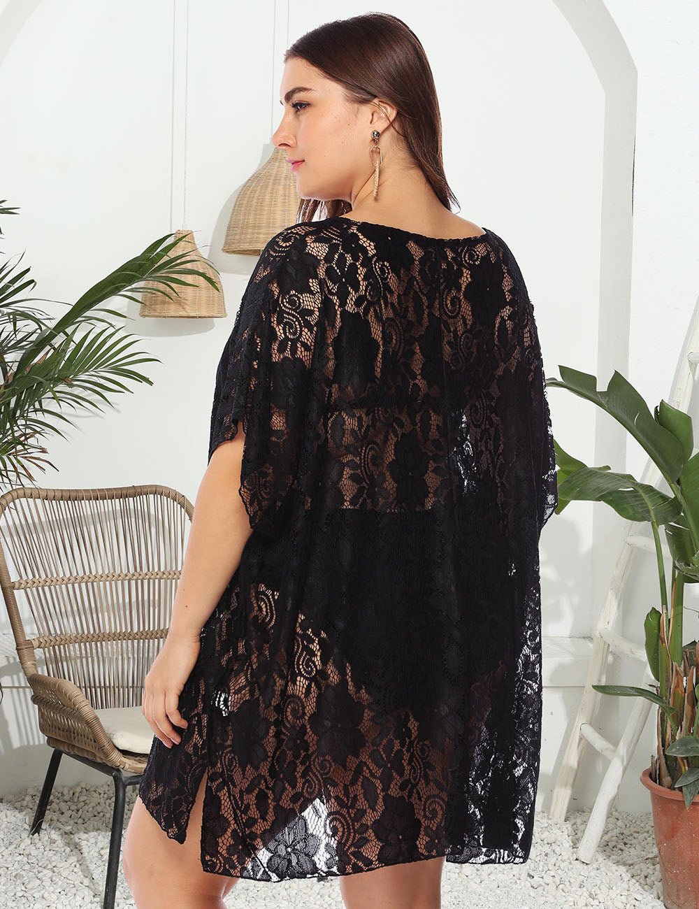 Women Plus Size Lace Bikini Cover Up - PRUSES