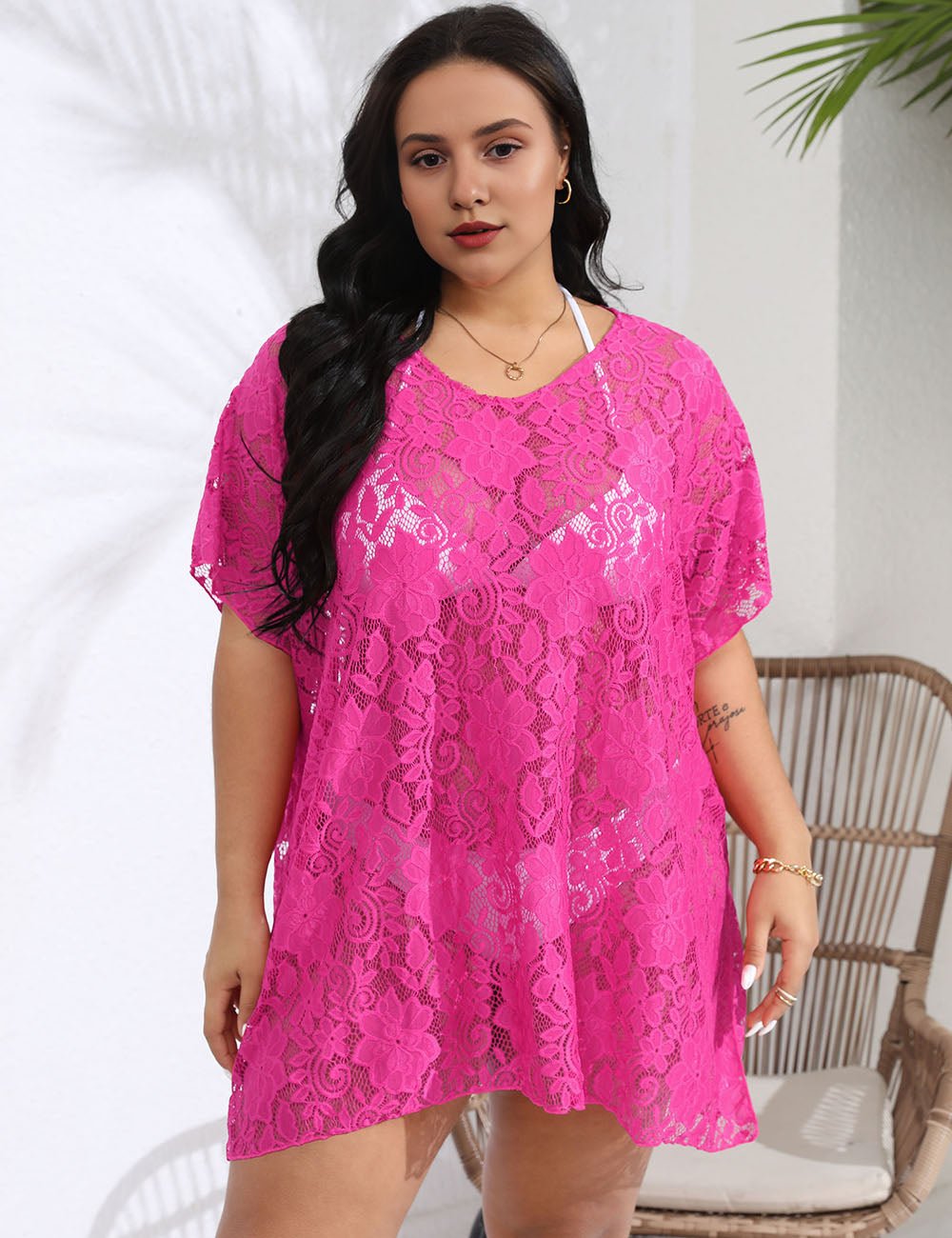 Women Plus Size Lace Bikini Cover Up - PRUSES