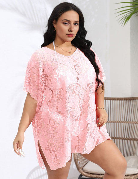 Women Plus Size Lace Bikini Cover Up - PRUSES