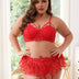 Women Plus Size Lace Bra and Mesh Skirt Set - PRUSES