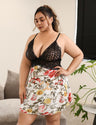 Women Plus Size Lace Bra Splicing Floral Babydoll | PRUSES - PRUSES