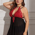 Women Plus Size Lace Halterneck Colorblock Lingerie | PRUSES - PRUSES
