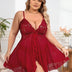 Women Plus Size Lace Mesh See - through Suspender Babydoll | PRUSES - PRUSES