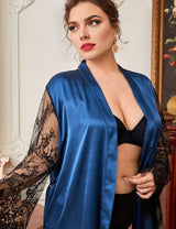 Women Plus Size Lace Silk Panel Robe | PRUSES - PRUSES