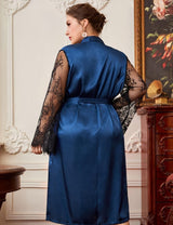 Women Plus Size Lace Silk Panel Robe | PRUSES - PRUSES
