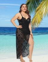 Women Plus Size Lace Spaghetti Strap Cover Up - PRUSES