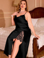 Women Plus Size Lace Spliced High Slit Cami Nightgown | PRUSES - PRUSES