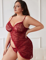 Women Plus Size Lace Spliced Slit Lingerie | PRUSES - PRUSES