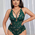 Women Plus Size Lace Strappy Cutout Bodysuit - PRUSES