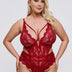 Women Plus Size Lace Strappy Cutout Bodysuit - PRUSES