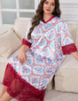 Women Plus Size Lace Trim Imitation Silk Nightgown | PRUSES - PRUSES