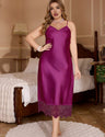 Women Plus Size Lace Trim Satin Cami Nightgown | PRUSES - PRUSES