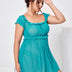 Women Plus Size Lake Blue Lace Off Shoulder Babydoll - PRUSES