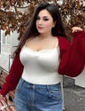 Women Plus Size Lantern Sleeve Knit Shrug Cardigan - PRUSES