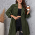 Women Plus Size Lapel Collar Roll - Tab Sleeve Trench Coat - PRUSES