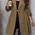 Women Plus Size Lapel Collar Roll - Tab Sleeve Trench Coat - PRUSES