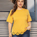 Women Plus Size Laser Cut Scallop Trim T-Shirt | PRUSES - PRUSES