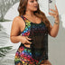 Women Plus Size Layered Lace Mesh Breathable Tankini - PRUSES