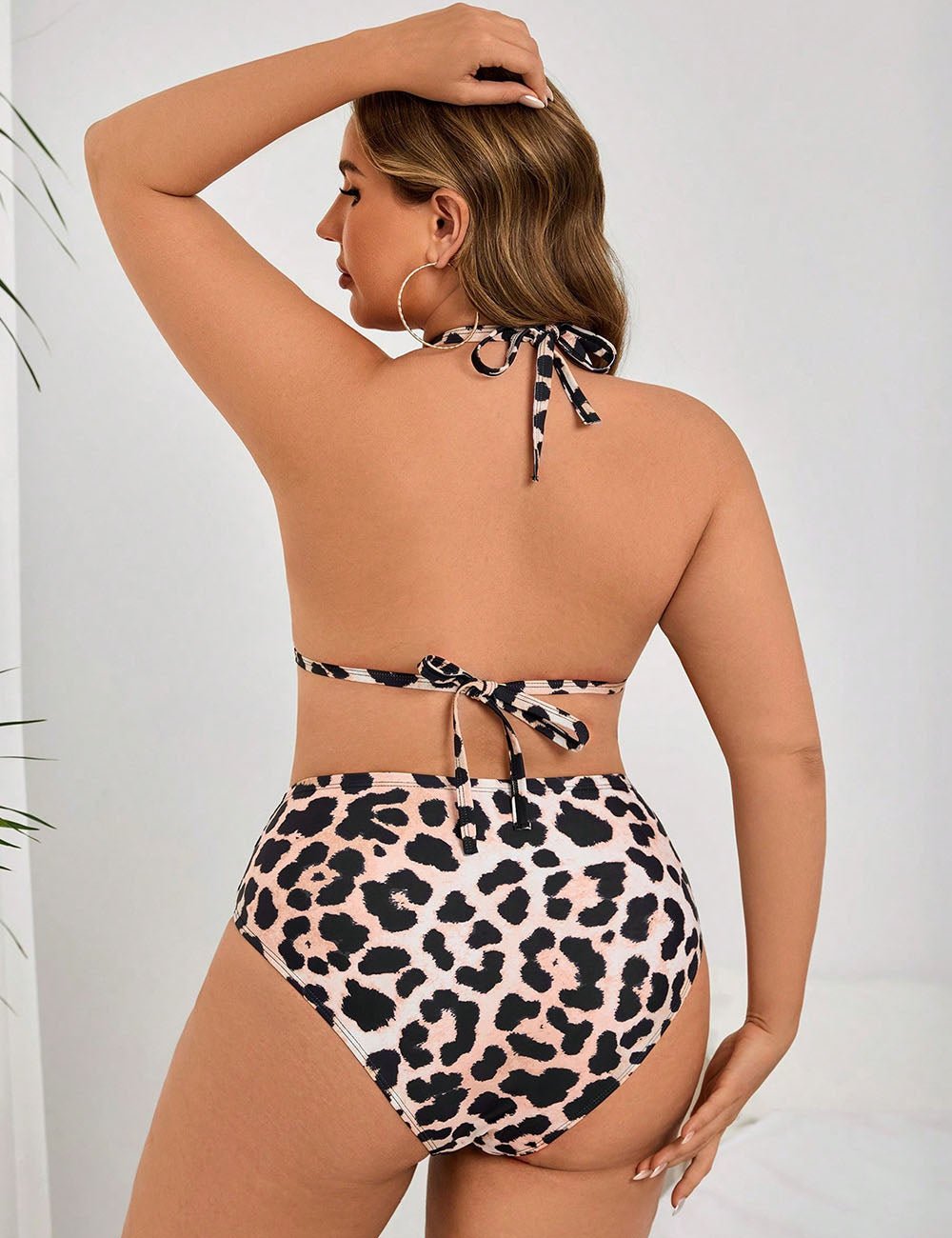 Women Plus Size Leopard Floral Bikini - PRUSES