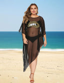 Women Plus Size Leopard Lips Irregular Cover - Up | PRUSES - PRUSES