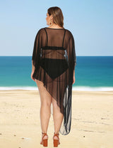 Women Plus Size Leopard Lips Irregular Cover - Up | PRUSES - PRUSES