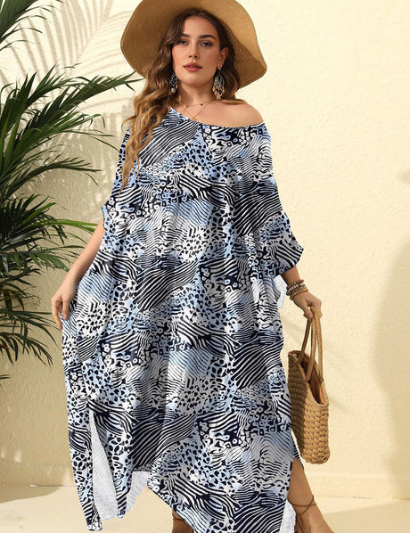 Women Plus Size Leopard Print Cover - Up Floor Length | PRUSES - PRUSES