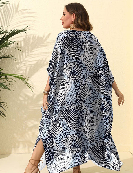 Women Plus Size Leopard Print Cover - Up Floor Length | PRUSES - PRUSES