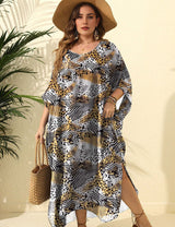 Women Plus Size Leopard Print Cover - Up Floor Length | PRUSES - PRUSES