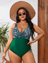 Women Plus Size Leopard Print Fat Lady Bikini - PRUSES