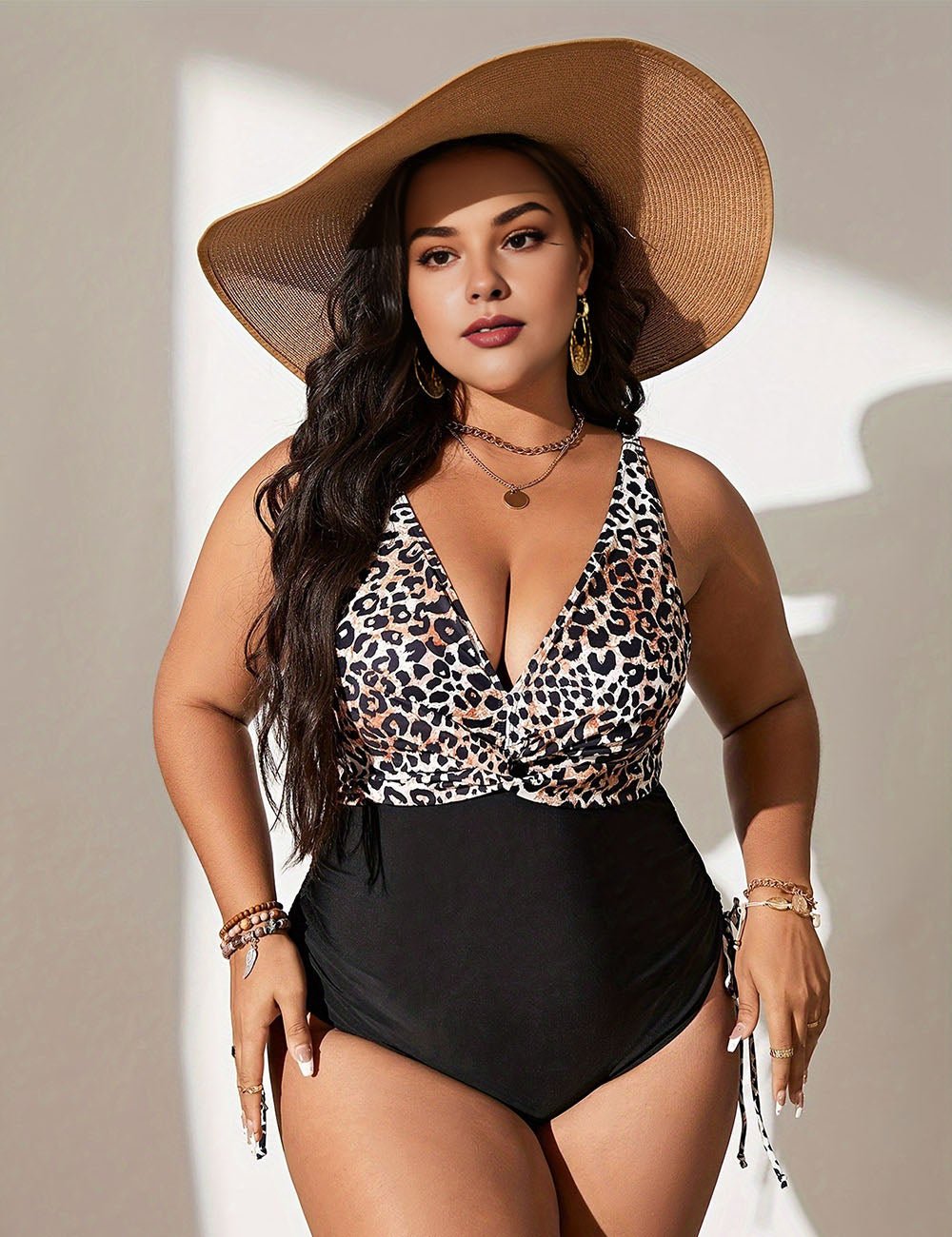 Women Plus Size Leopard Print Fat Lady Bikini - PRUSES