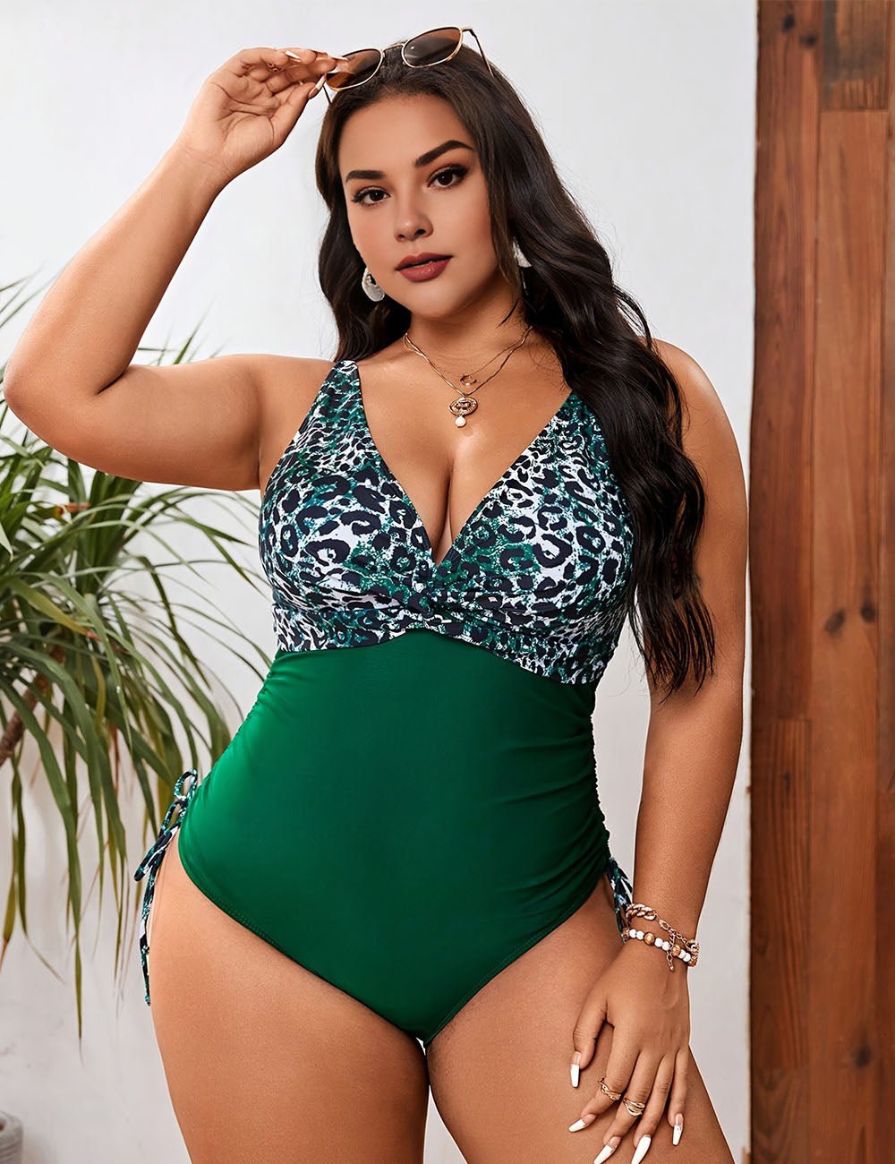 Women Plus Size Leopard Print Fat Lady Bikini - PRUSES