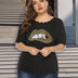 Women Plus Size Leopard Print Lip Wavy Edge T-Shirt | PRUSES - PRUSES