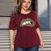 Women Plus Size Leopard Print Lip Wavy Edge T-Shirt | PRUSES - PRUSES