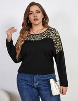 Women Plus Size Leopard Print Long Sleeve T Shirt | PRUSES - PRUSES