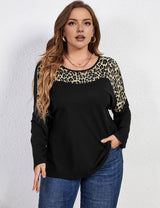 Women Plus Size Leopard Print Long Sleeve T Shirt | PRUSES - PRUSES