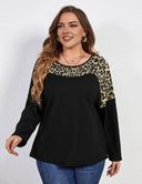 Women Plus Size Leopard Print Long Sleeve T Shirt | PRUSES - PRUSES