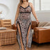 Women Plus Size Leopard Print Sheer Lace Split Nightgown - PRUSES