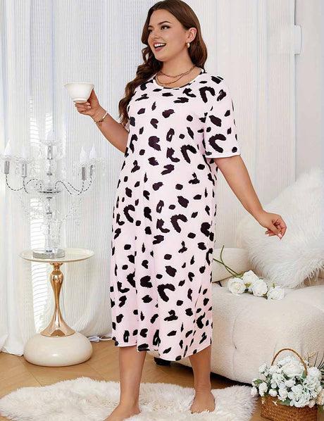 Women Plus Size Short Sleeve Long Nightgown