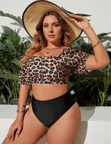 Women Plus Size Leopard Print Two Piece Swimsuit | PRUSES - PRUSES