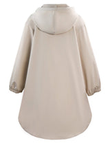 Women Plus Size Light Beige Hooded Windbreaker Coat - PRUSES